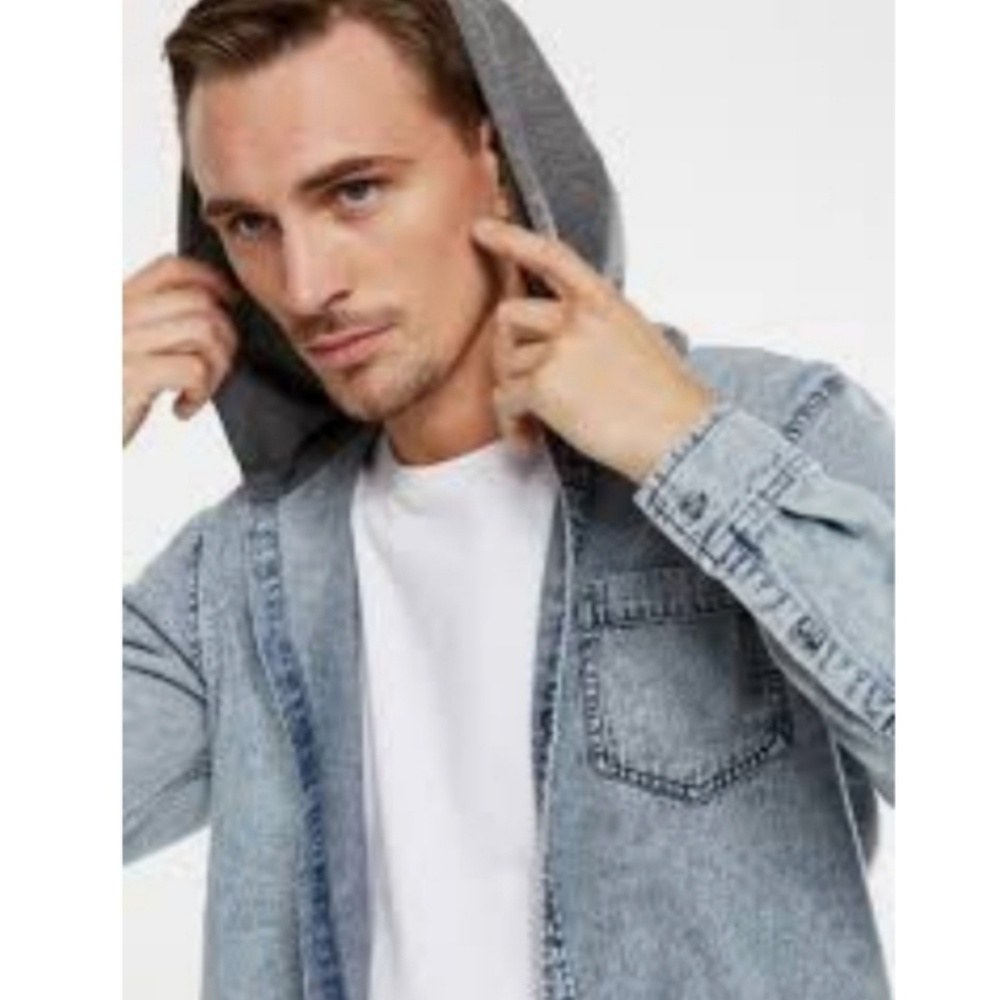 Denim hoodie button up long sleeve Cotton On